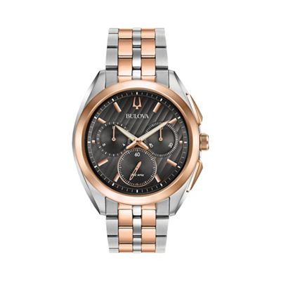 Men's Two Tone Rose chronograph CURV bracelet watch 98a160